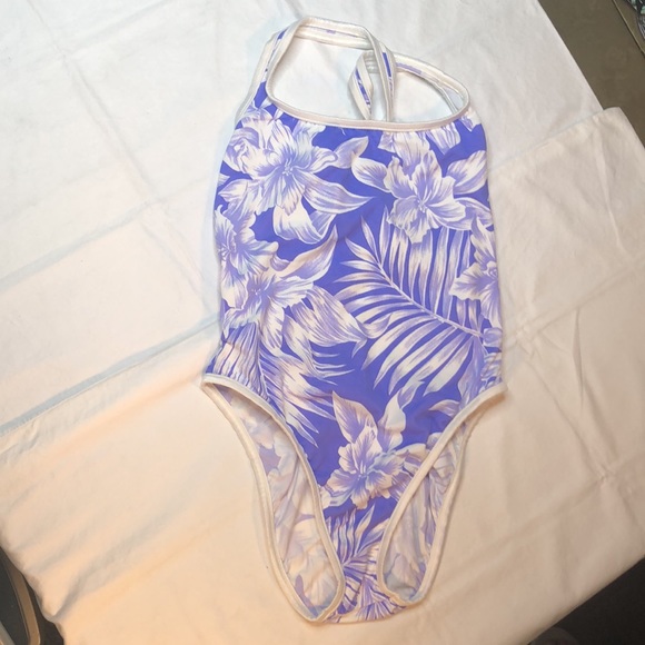 Venus Swimwear One Piece Bathing/Swim Suit; Hibiscus Pattern; Lined, Purple - Picture 3 of 11